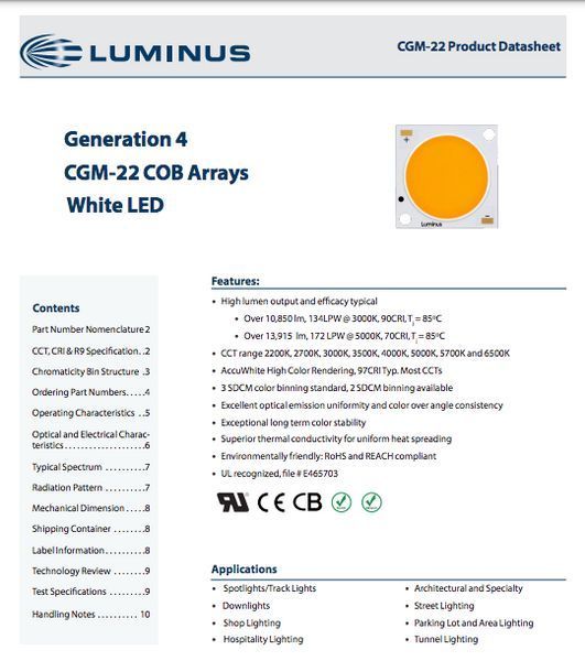 Luminus CGM-22 80W(60-220W) 4000K CGM-22-40-80-54-AC40-F5-3 фото