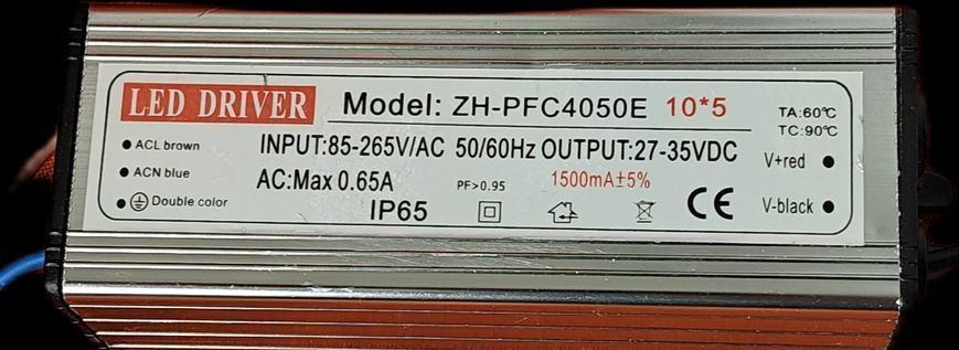 Драйвер для COB та LED плат 50W (27-35V) 1500mA 2556815060 фото